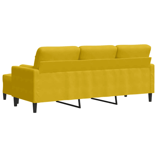 Sofá de 3 lugares - Sofá fixo com apoio de pés 180 cm veludo amarelo