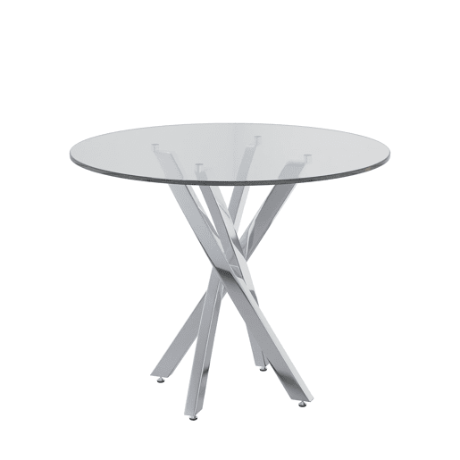 Mesa redonda 80x80x75 - Mesa de jantar com vidro temperado e pernas galvanizadas - Prata Mesa redonda 80x80x75 - Mesa de jantar com vidro temperado e pernas galvanizadas - Prata