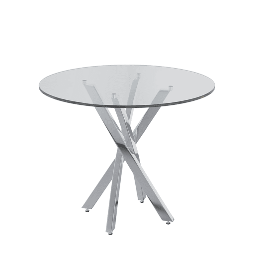 Mesa redonda 80x80x75 - Mesa de jantar com vidro temperado e pernas galvanizadas - Prata Mesa redonda 80x80x75 - Mesa de jantar com vidro temperado e pernas galvanizadas - Prata
