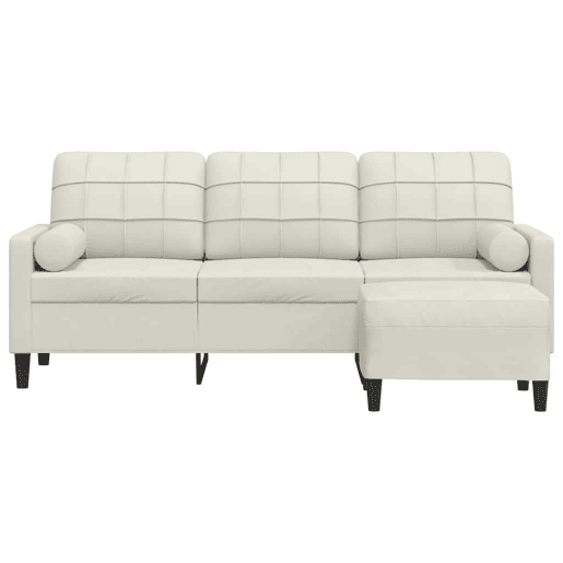 Sofá de 3 lugares - Sofá fixo com apoio de pés 180 cm veludo cor creme