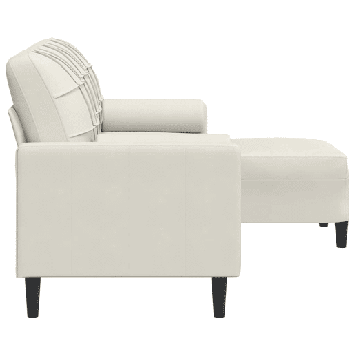 Sofá de 3 lugares - Sofá fixo com apoio de pés 180 cm veludo cor creme