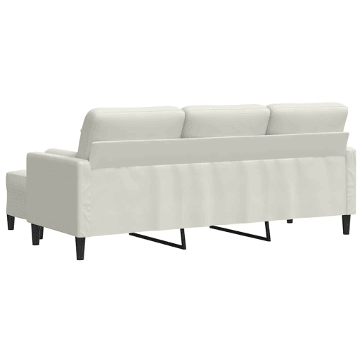 Sofá de 3 lugares - Sofá fixo com apoio de pés 180 cm veludo cor creme