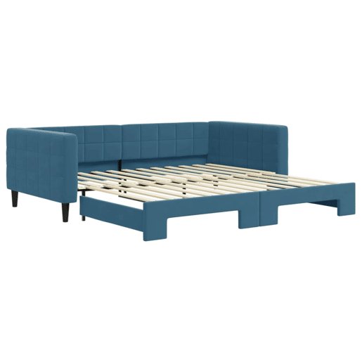 Sofá-cama, Sofá conversível com gavetão 100x200 cm veludo azul Sofá-cama, Sofá conversível com gavetão 100x200 cm veludo azul