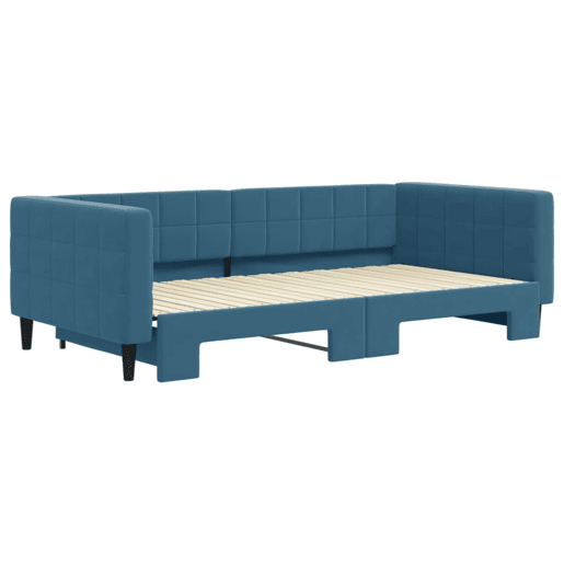 Sofá-cama, Sofá conversível com gavetão 100x200 cm veludo azul Sofá-cama, Sofá conversível com gavetão 100x200 cm veludo azul