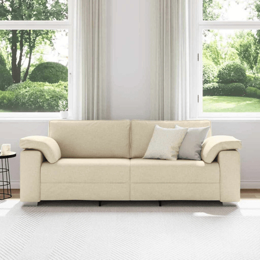 Sofá 3 lugares, Sofá fixo Creme 219 x 77 x 82 cm tecido
