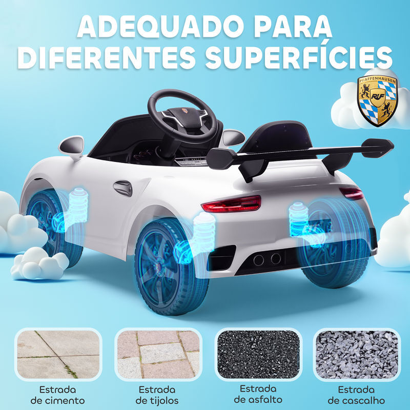 Aiyaplay Coche Eléctrico Para Niños Con Licencia Ruf Ctr 3 Clubsport Blanco