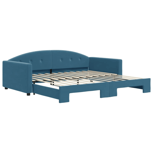 Sofá-cama, Sofá conversível com gavetão 100x200 cm veludo azul