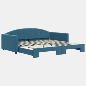 Sofá-cama, Sofá conversível com gavetão 100x200 cm veludo azul