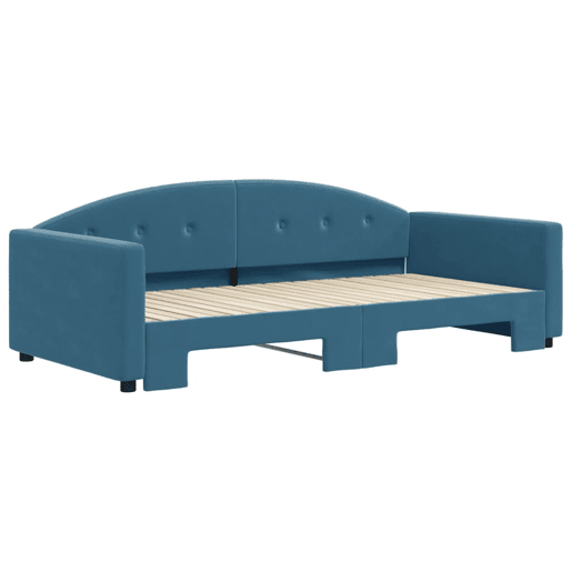 Sofá-cama, Sofá conversível com gavetão 100x200 cm veludo azul