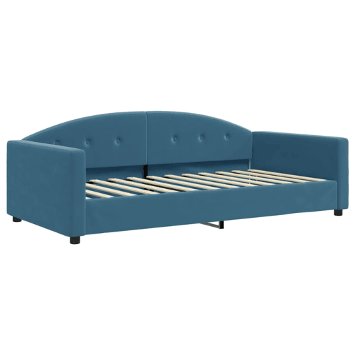 Sofá-cama, Sofá conversível com gavetão 100x200 cm veludo azul