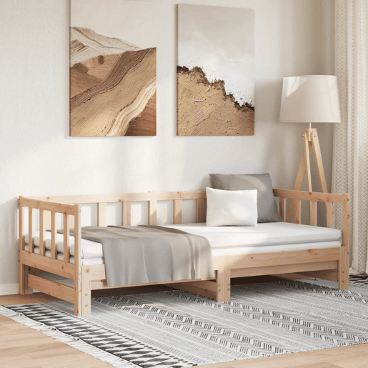 Sofá-cama, Sofá conversível com gavetão 90x200 cm madeira de pinho maciça