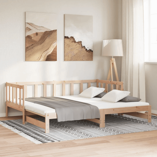 Sofá-cama, Sofá conversível com gavetão 90x200 cm madeira de pinho maciça