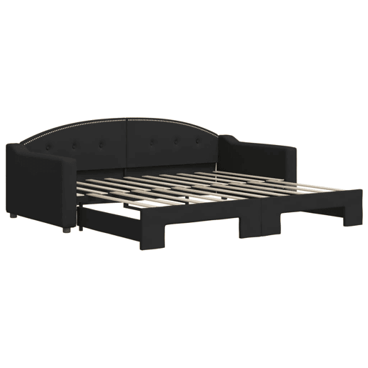 Sofá-cama, Sofá conversível com gavetão 90x190 cm tecido preto Sofá-cama, Sofá conversível com gavetão 90x190 cm tecido preto