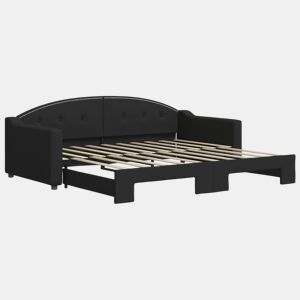 Sofá-cama, Sofá conversível com gavetão 90x190 cm tecido preto