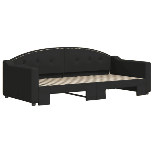 Sofá-cama, Sofá conversível com gavetão 90x190 cm tecido preto Sofá-cama, Sofá conversível com gavetão 90x190 cm tecido preto
