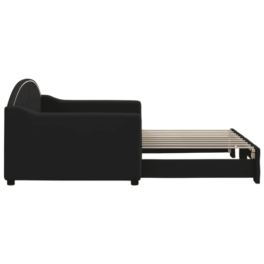 Sofá-cama, Sofá conversível com gavetão 90x190 cm tecido preto Sofá-cama, Sofá conversível com gavetão 90x190 cm tecido preto