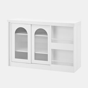 Mesa de bar moderna giratória 360° - Mesa extensível com arrumação e porta de vidro - Branco