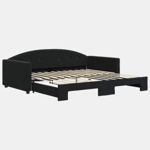 Sofá-cama, Sofá conversível com gavetão 100x200 cm veludo preto