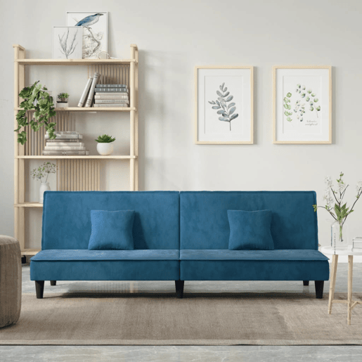 Sofá-cama, Sofá conversível veludo azul Sofá-cama, Sofá conversível veludo azul