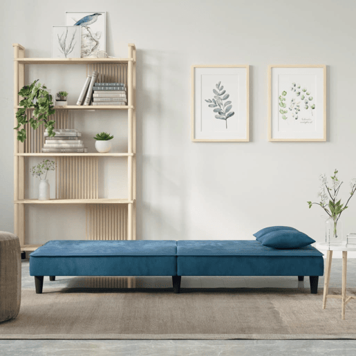Sofá-cama, Sofá conversível veludo azul Sofá-cama, Sofá conversível veludo azul
