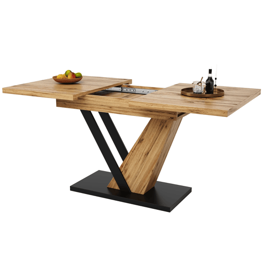 Mesa extensível 120u2013160 x 75 x 75,5 cm - Mesa de cozinha e sala de jantar - Com veios de madeira - Cor madeira