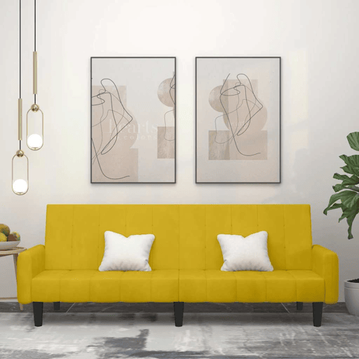 Sofá-cama, Sofá conversível de 2 lugares veludo amarelo