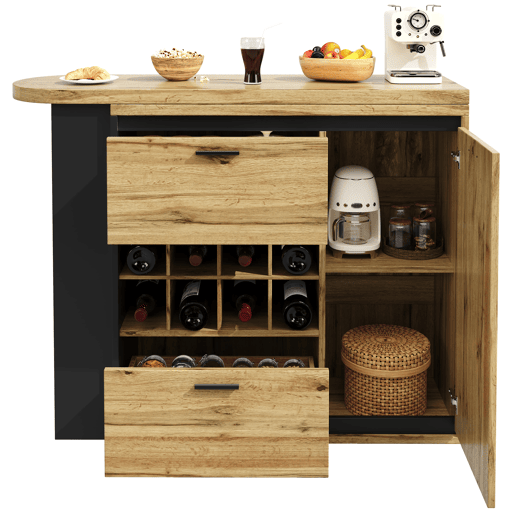 Mesa extensível 138x39x105 cm - estende até 220 cm, mesa de cozinha e sala de jantar, com veios de madeira - Cor madeira