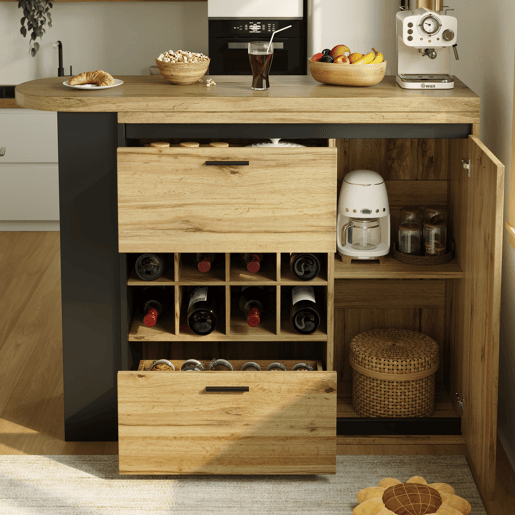 Mesa extensível 138x39x105 cm - estende até 220 cm, mesa de cozinha e sala de jantar, com veios de madeira - Cor madeira