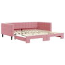 Sofá-cama, Sofá conversível com gavetão 100x200 cm veludo rosa