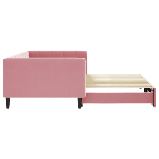 Sofá-cama, Sofá conversível com gavetão 100x200 cm veludo rosa Sofá-cama, Sofá conversível com gavetão 100x200 cm veludo rosa