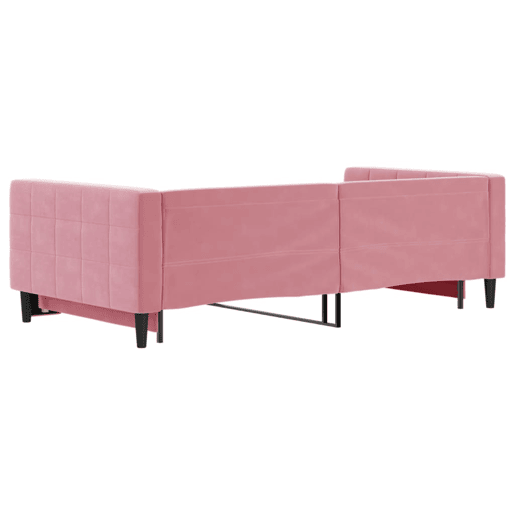 Sofá-cama, Sofá conversível com gavetão 100x200 cm veludo rosa Sofá-cama, Sofá conversível com gavetão 100x200 cm veludo rosa