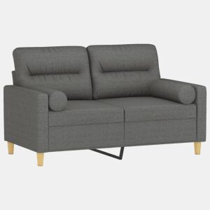 Sofá 2 lugares, Sofá fixo +almofadas decorativas 120cm tecido cinza-escuro
