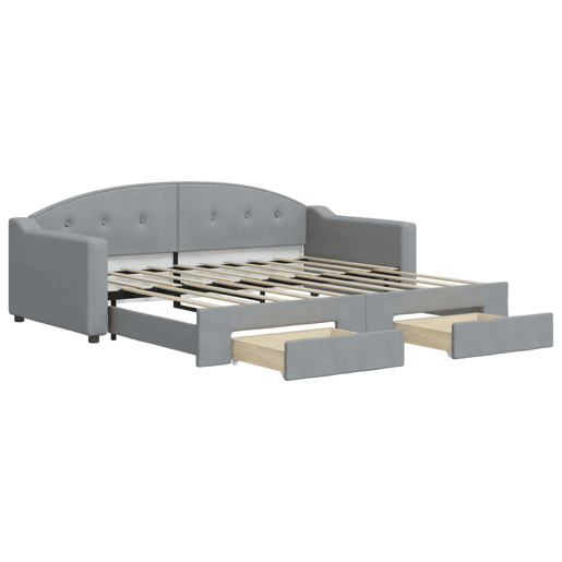 Sofá-cama, Sofá conversível c gavetão e gavetas 90x190 cm tecido cinzento-claro Sofá-cama, Sofá conversível c gavetão e gavetas 90x190 cm tecido cinzento-claro