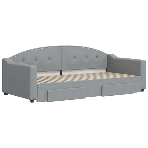 Sofá-cama, Sofá conversível c gavetão e gavetas 90x190 cm tecido cinzento-claro Sofá-cama, Sofá conversível c gavetão e gavetas 90x190 cm tecido cinzento-claro
