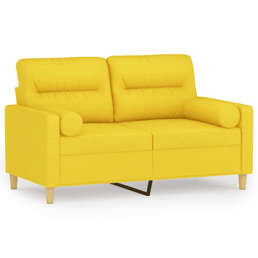 Sofá 2 lug. - Sofá fixo + almofadas decorativas 120 cm tecido amarelo-claro