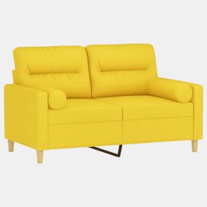 Sofá 2 lug. - Sofá fixo + almofadas decorativas 120 cm tecido amarelo-claro