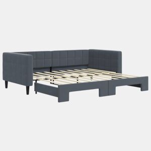 Sofá-cama, Sofá conversível com gavetão 90x190 cm veludo cinzento-escuro