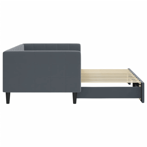 Sofá-cama, Sofá conversível com gavetão 90x190 cm veludo cinzento-escuro