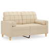 Sofá 2 lugares, Sofá fixo + almofadas decorativas 120 cm tecido cor creme