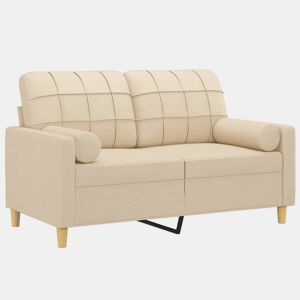 Sofá 2 lugares, Sofá fixo + almofadas decorativas 120 cm tecido cor creme