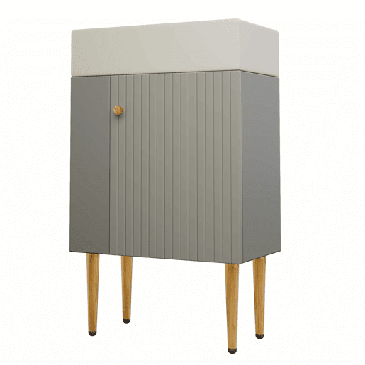 Móvel de casa de banho 55 cm - Armário baixo para lavatório pequeno - Cinza e branco Móvel de casa de banho 55 cm - Armário baixo para lavatório pequeno - Cinza e branco