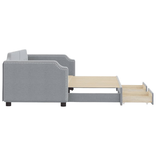 Sofá-cama, Sofá conversível c gavetão e gavetas 90x190 cm tecido cinzento-claro