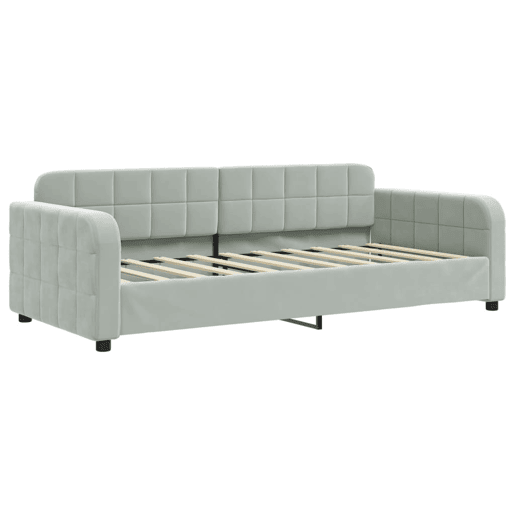 Sofá-cama, Sofá conversível c gavetão e gavetas 90x190 cm veludo cinzento-claro Sofá-cama, Sofá conversível c gavetão e gavetas 90x190 cm veludo cinzento-claro