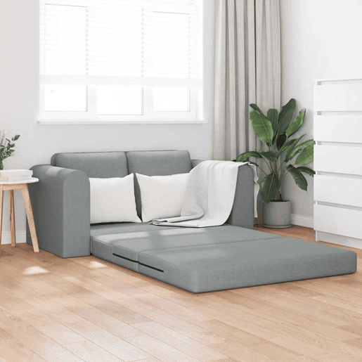 Sofá-cama, Sofá conversível Cinzento-claro 148 x 71 x 83 cm tecido