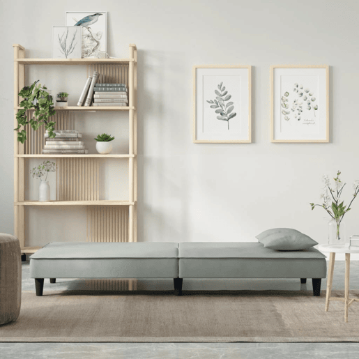 Sofá-cama, Sofá conversível veludo cinzento-claro