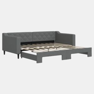 Sofá-cama, Sofá conversível com gavetão 90x190 cm tecido cinzento-escuro