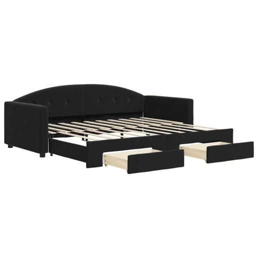 Sofá-cama, Sofá conversível com gavetão e gavetas 90x190 cm veludo preto