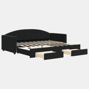 Sofá-cama, Sofá conversível com gavetão e gavetas 90x190 cm veludo preto