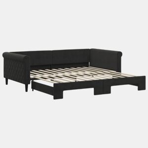 Sofá-cama, Sofá conversível com gavetão 100x200 cm veludo preto