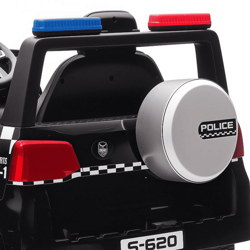 AIYAPLAY Carro Elétrico para Crianças de Polícia Carro a Bateria 12V com Motor Duplo Controlo Remoto 2,4 G Suspensão em 4 Rodas Sirene Faróis LED Porta USB Bluetooth e Música Branco